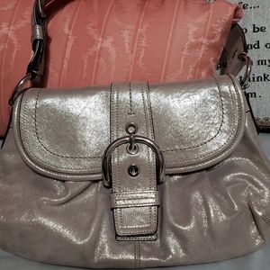 Beautiful like new metallic pewter Coach purse